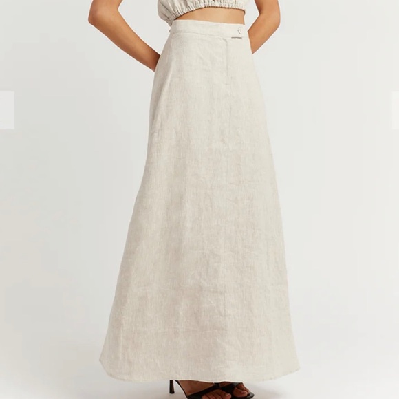 Wiley Natural linen midi Skirt - Picture 2 of 4
